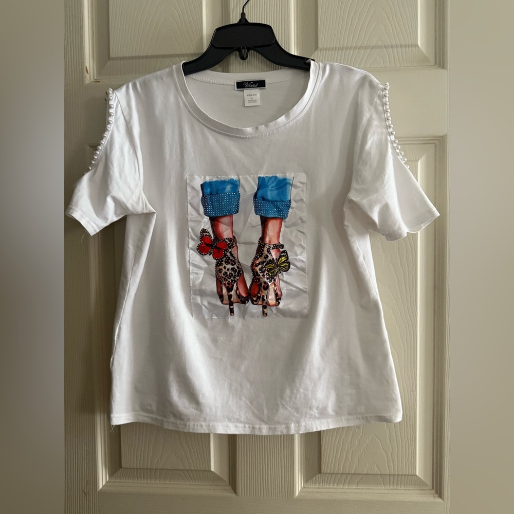 ViVI Soft Cotton Blend Tee in White